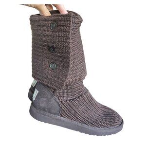 Vintage y2k UGG Australia Classic Cardy Brown Sock Boots Knit Logo US 6 Boho
